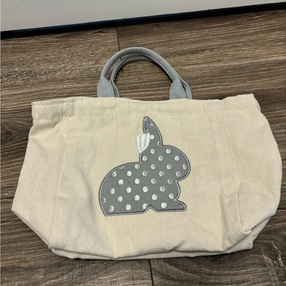 Easter Grey Bunny Small Canvas Tote Bag - Picture 1 of 4